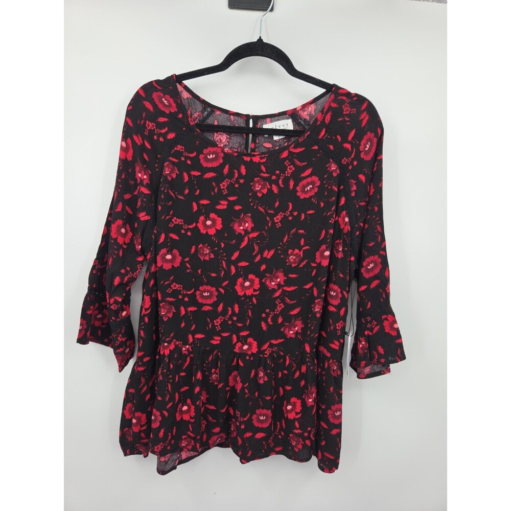 New Velvet By Graham And Spencer Floral Peplum Top Sz XL